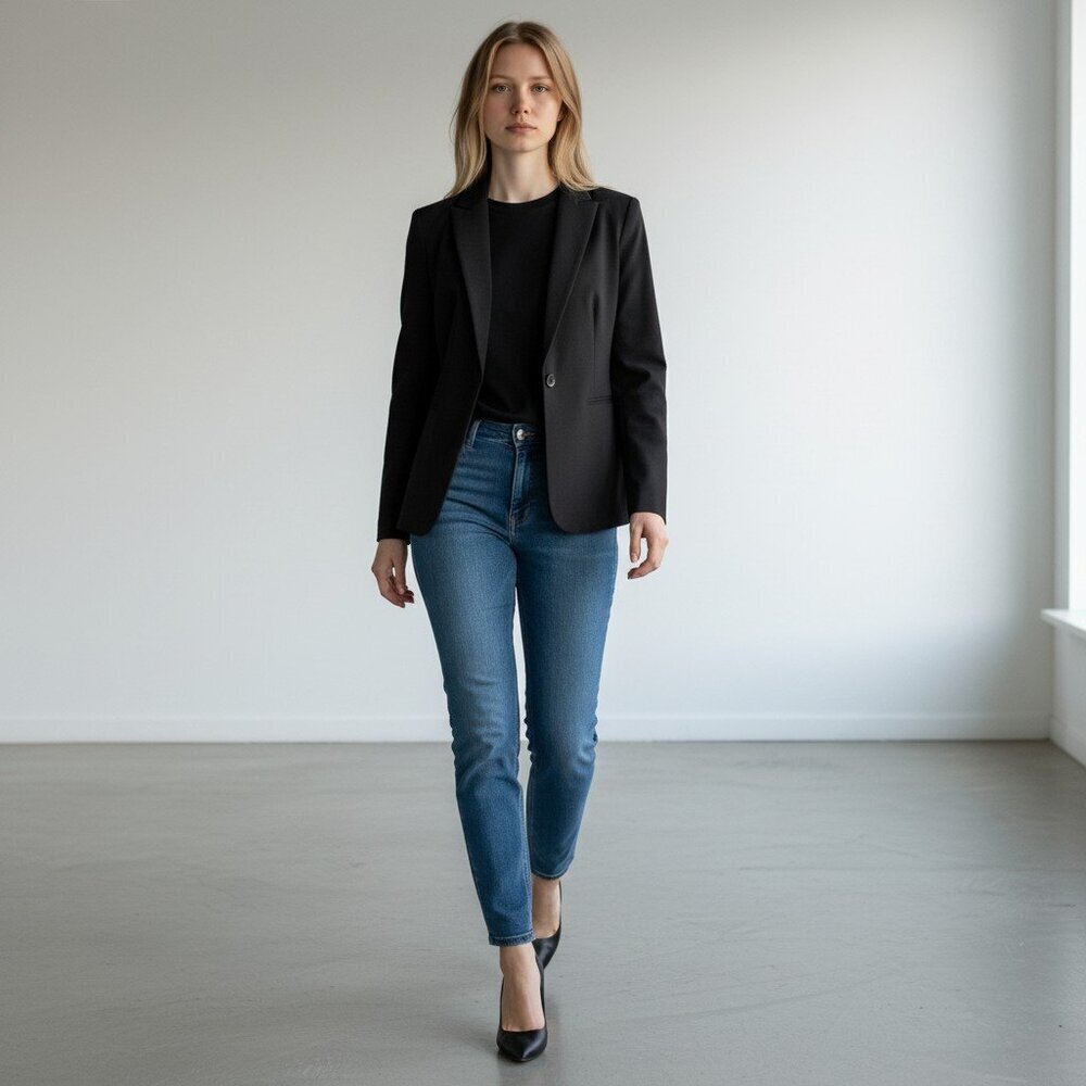 KASPER Textured Black Suit Jacket Blazer Size 4